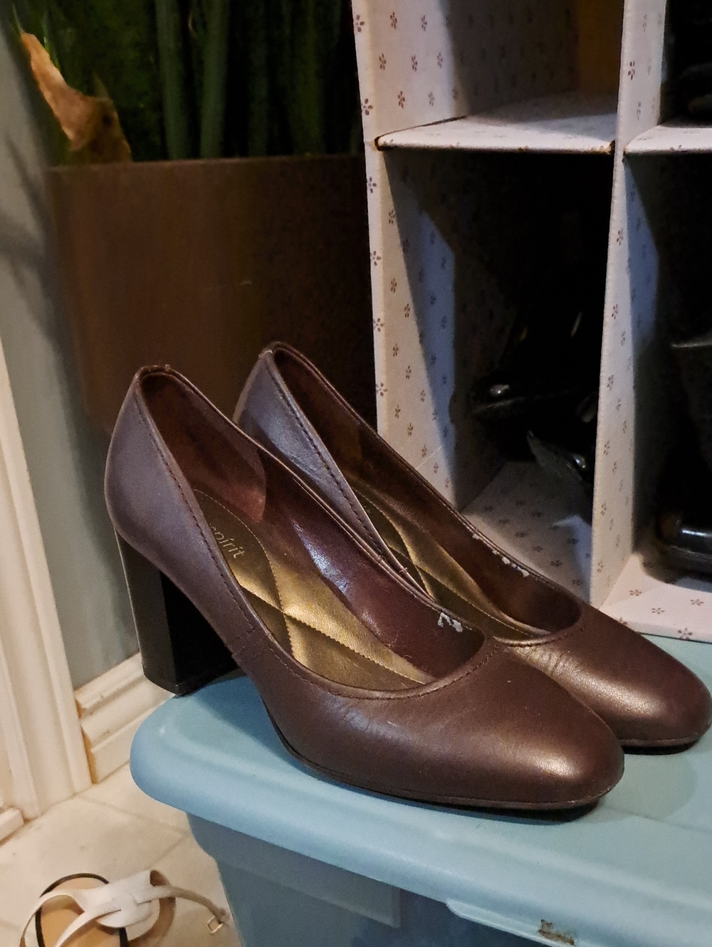 Easy Spirit Chocolate Brown Block Heel Pumps